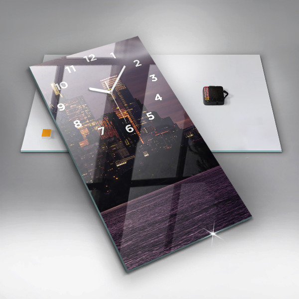 Modern vertical wall clock Philadelphia City Skyline