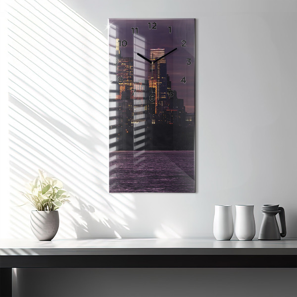 Modern vertical wall clock Philadelphia City Skyline