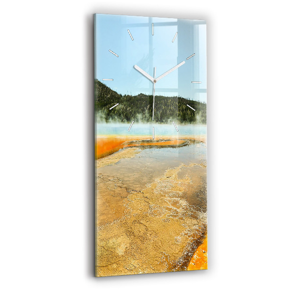 Modern vertical wall clock Lake with Mountains