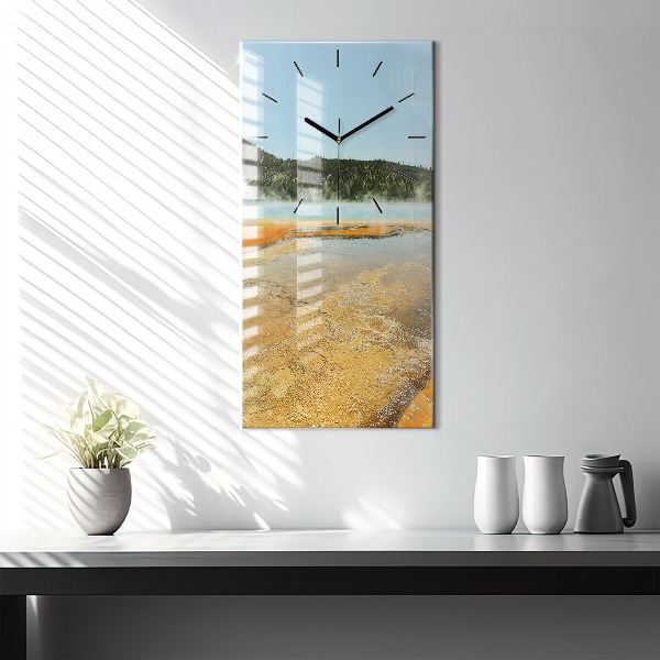 Modern vertical wall clock Lake with Mountains