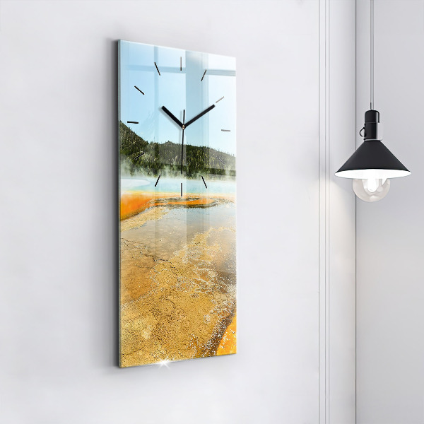 Modern vertical wall clock Lake with Mountains