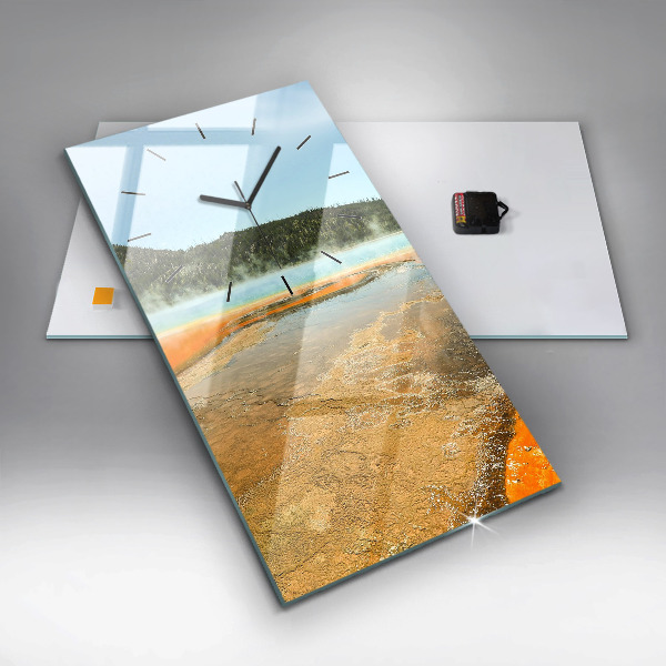 Modern vertical wall clock Lake with Mountains