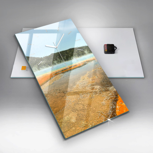 Modern vertical wall clock Lake with Mountains