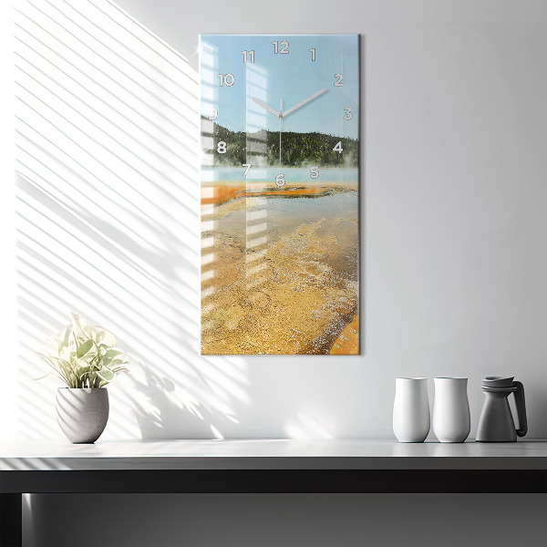 Modern vertical wall clock Lake with Mountains