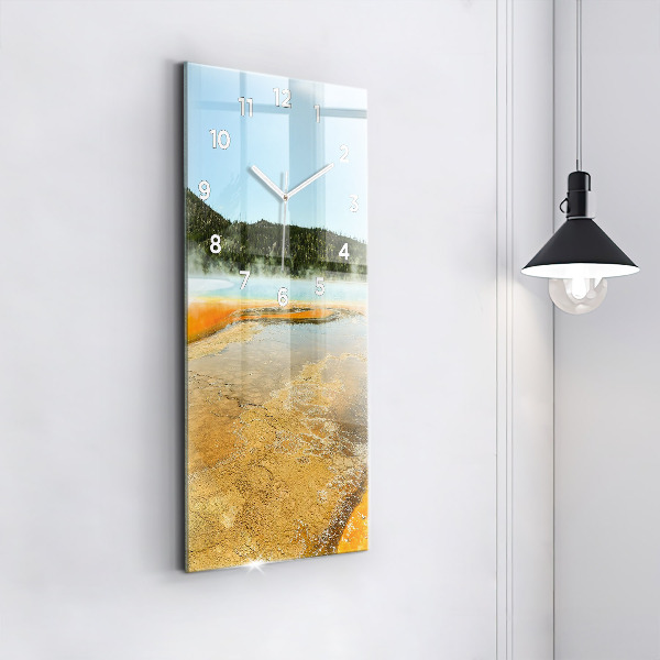 Modern vertical wall clock Lake with Mountains