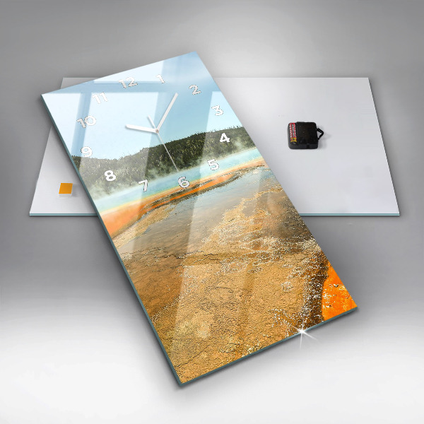 Modern vertical wall clock Lake with Mountains