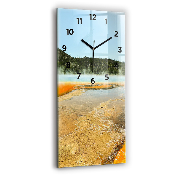 Modern vertical wall clock Lake with Mountains