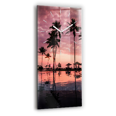 Modern vertical wall clock Palm trees in Hawaii