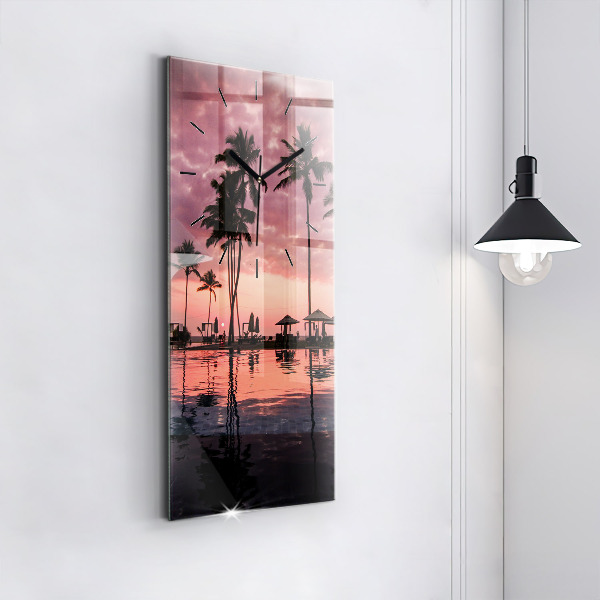 Modern vertical wall clock Palm trees in Hawaii