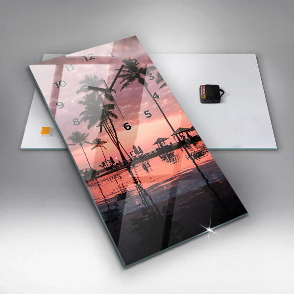 Modern vertical wall clock Palm trees in Hawaii