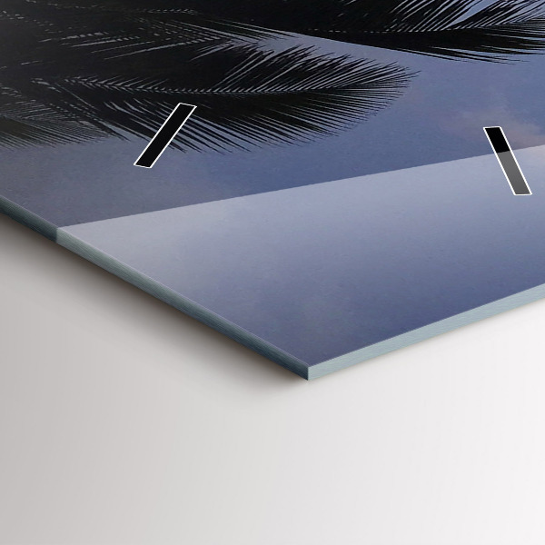 Modern vertical wall clock Palm tree and sunrise