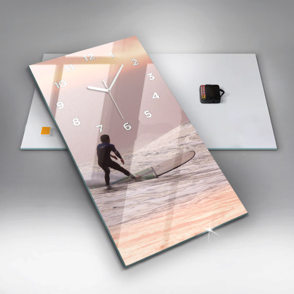 Modern vertical wall clock Surfer in Hawaii