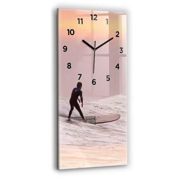 Modern vertical wall clock Surfer in Hawaii