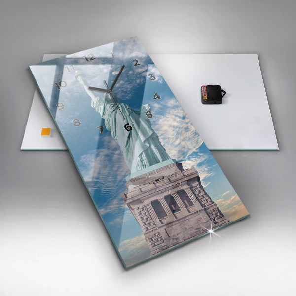 Modern vertical wall clock Statue of Liberty New York