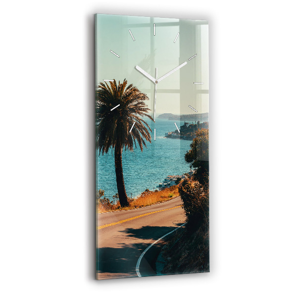 Modern vertical wall clock Palm trees in Malibu