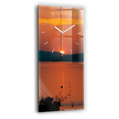 Modern vertical wall clock Lake Balaton in the evening