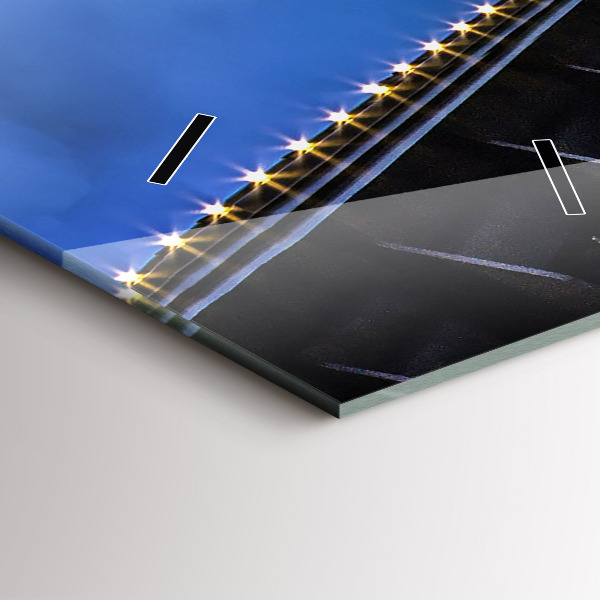 Modern vertical wall clock Rocky shore under the bridge