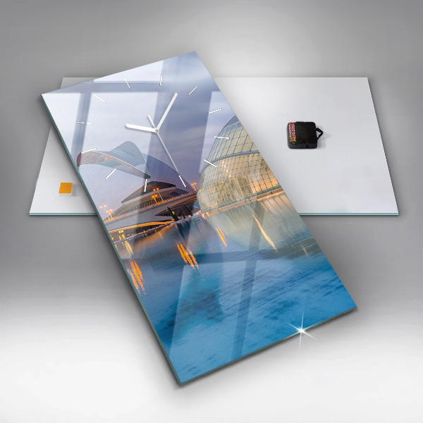 Modern vertical wall clock City sunset
