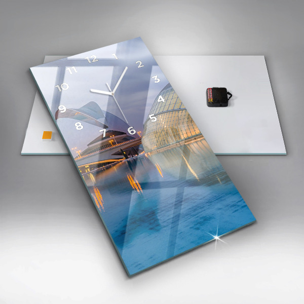 Modern vertical wall clock City sunset