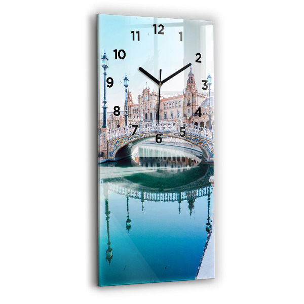 Modern vertical wall clock Plaza de Espana in Seville