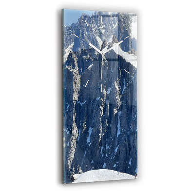 Modern vertical wall clock Alps Mountains in Winter