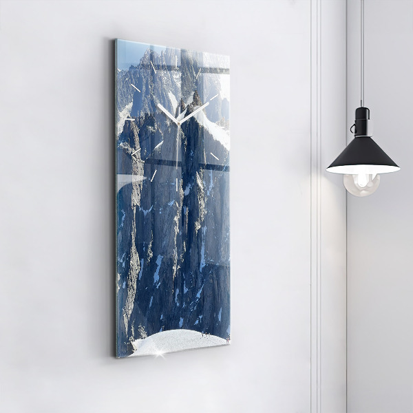 Modern vertical wall clock Alps Mountains in Winter