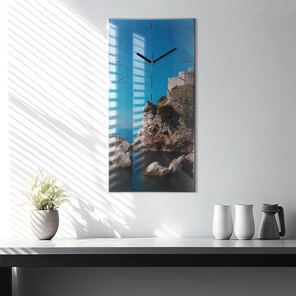 Modern vertical wall clock Cliffs in Dubrovnik