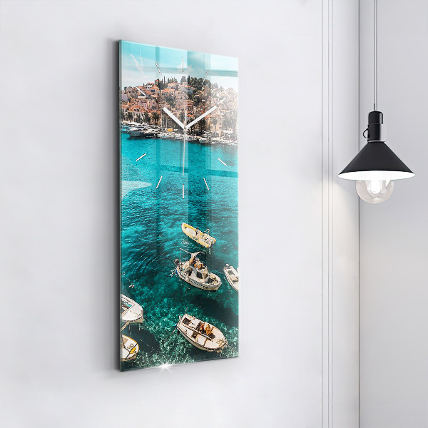 Modern vertical wall clock Boats in Croatia