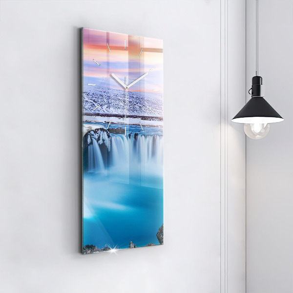 Modern vertical wall clock Godafoss Waterfall Iceland