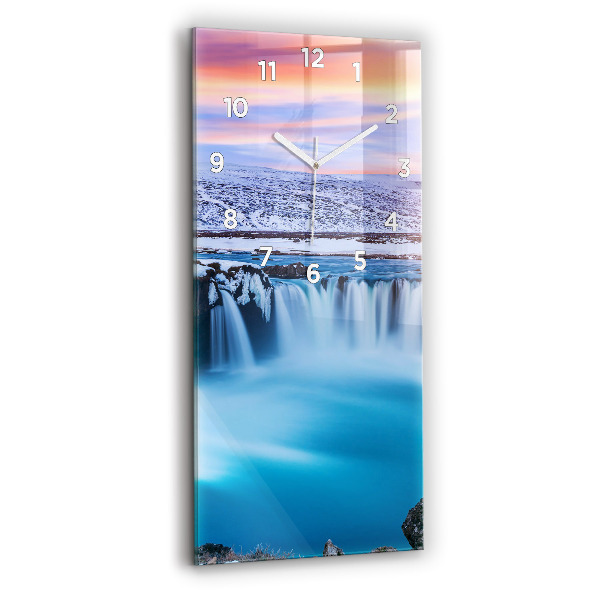 Modern vertical wall clock Godafoss Waterfall Iceland