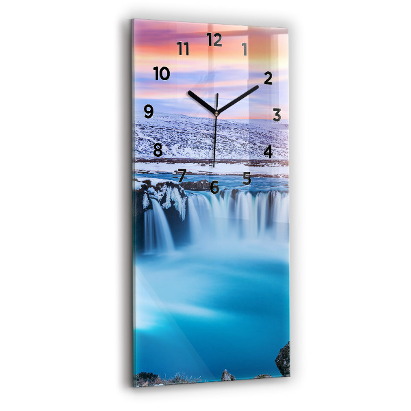 Modern vertical wall clock Godafoss Waterfall Iceland