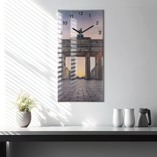 Modern vertical wall clock Brandenburg Gate