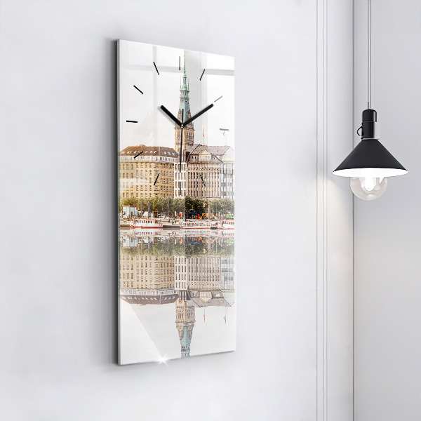 Modern vertical wall clock River Hamburg Germany