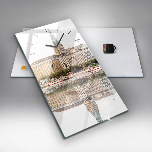 Modern vertical wall clock River Hamburg Germany