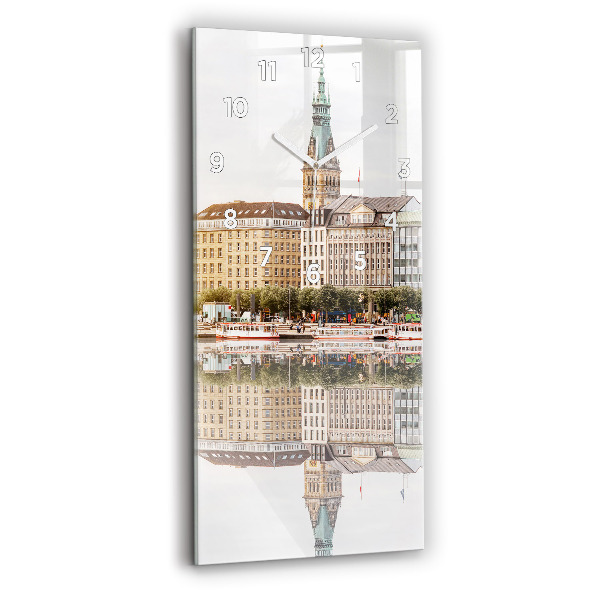 Modern vertical wall clock River Hamburg Germany