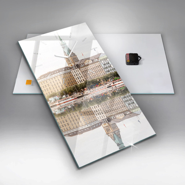 Modern vertical wall clock River Hamburg Germany