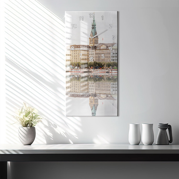 Modern vertical wall clock River Hamburg Germany