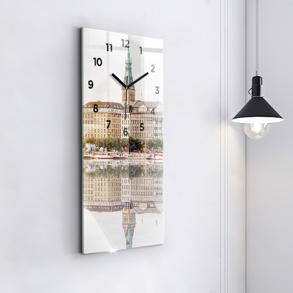 Modern vertical wall clock River Hamburg Germany
