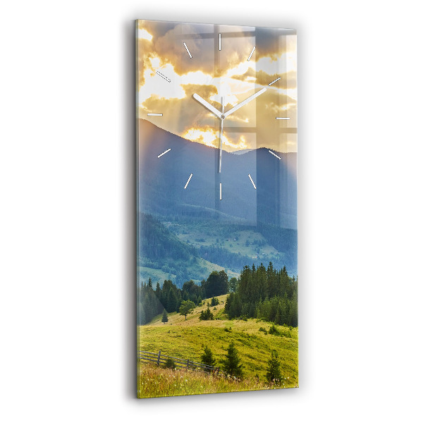 Modern vertical wall clock Landscape with forests