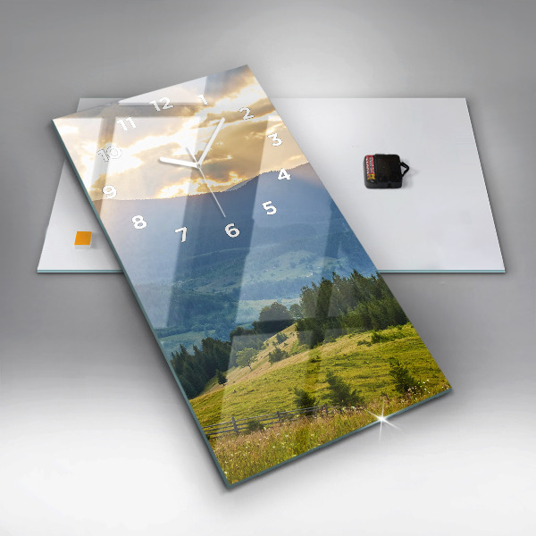 Modern vertical wall clock Landscape with forests