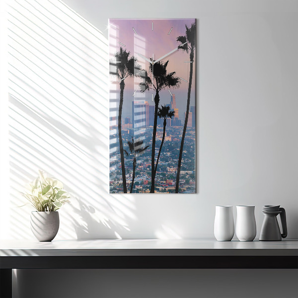 Modern vertical wall clock Los Angeles Sunset