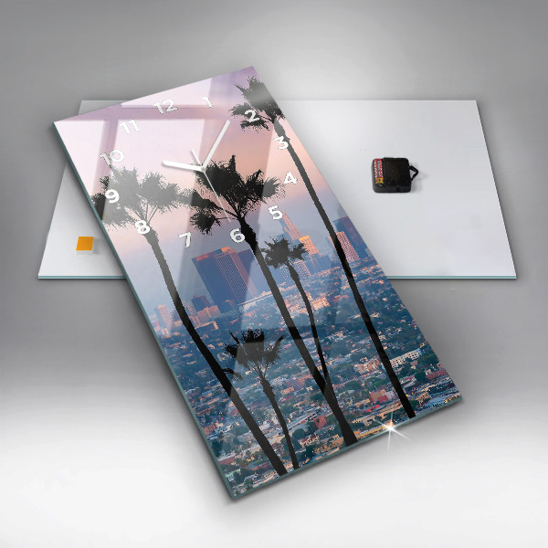 Modern vertical wall clock Los Angeles Sunset