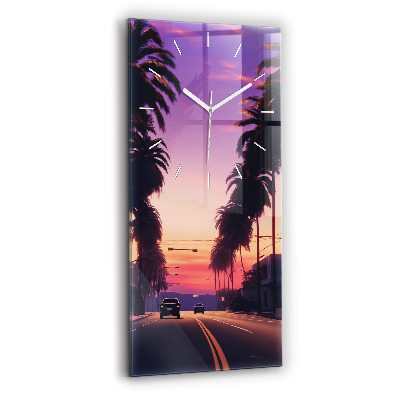 Modern vertical wall clock Sunset in LA