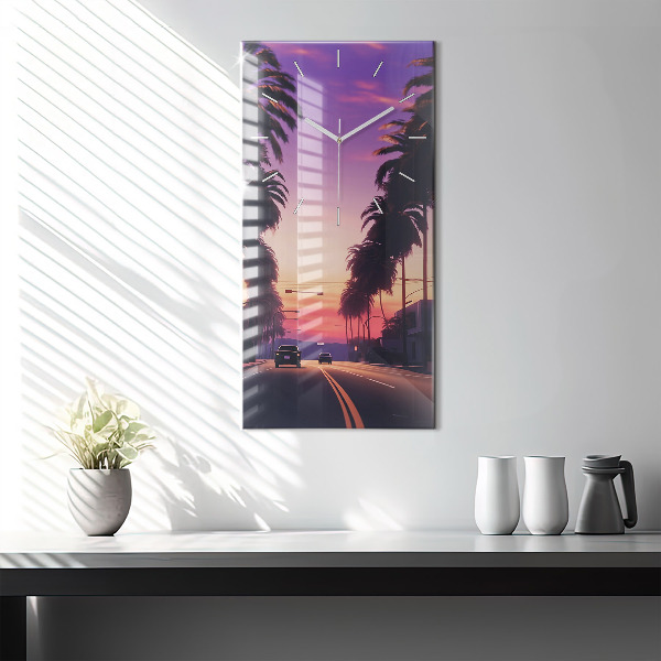 Modern vertical wall clock Sunset in LA