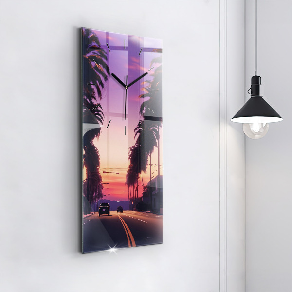 Modern vertical wall clock Sunset in LA