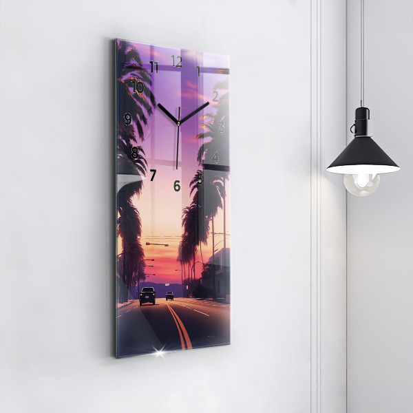 Modern vertical wall clock Sunset in LA
