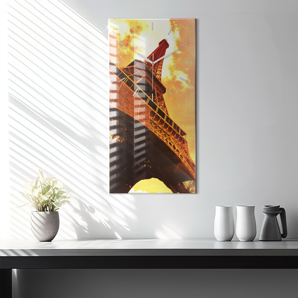 Modern vertical wall clock The Eiffel Tower in Paris