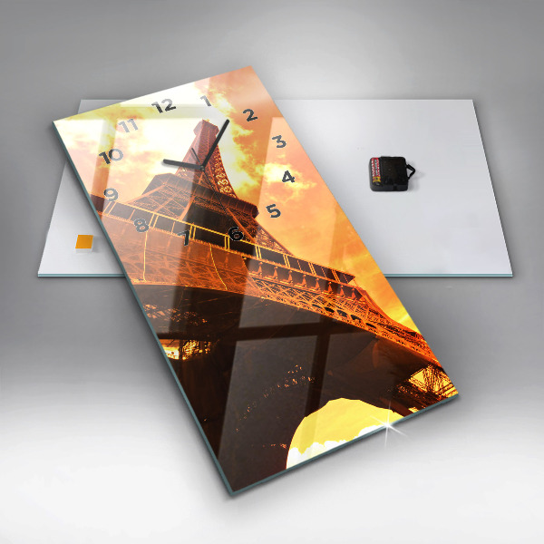 Modern vertical wall clock The Eiffel Tower in Paris
