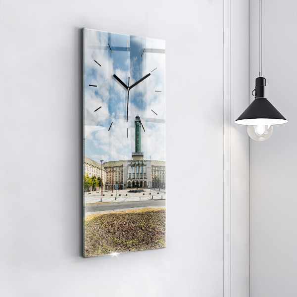 Modern vertical wall clock Panorama of the city of Ostrava