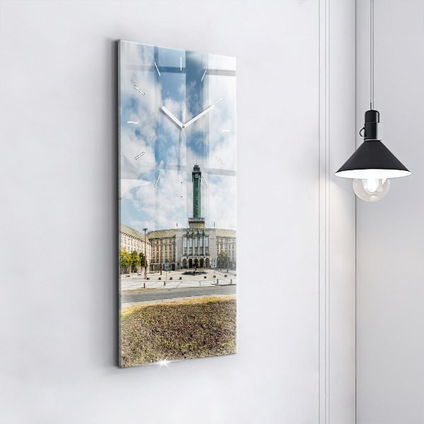 Modern vertical wall clock Panorama of the city of Ostrava